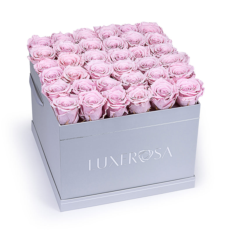 Extra Large, Square, Infinity Rose Box with 36 Preserved Forever | Eternal Roses in Blush Pink Colour - LUXEROSA