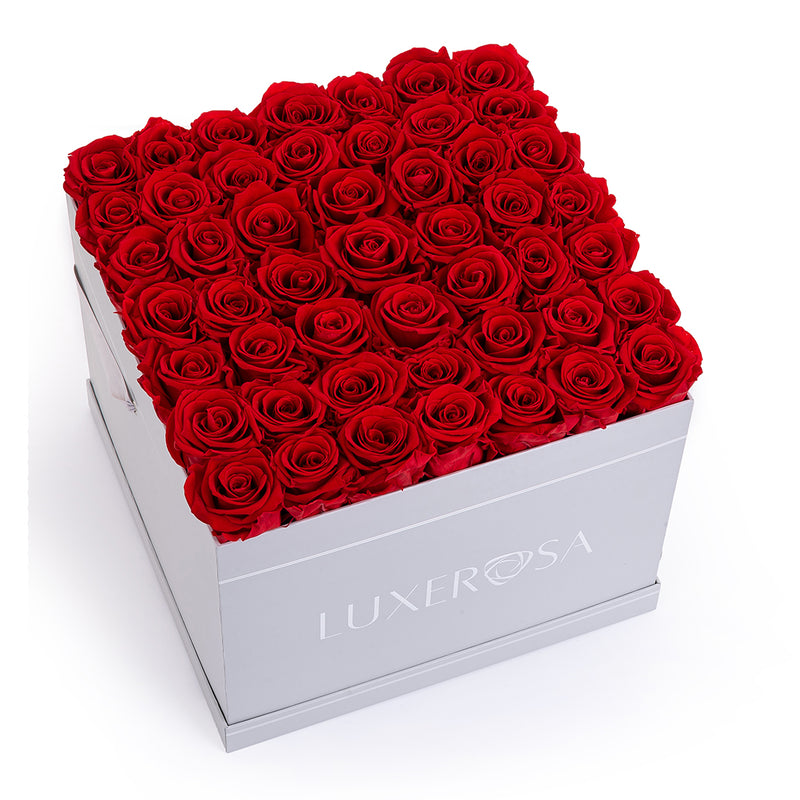 Extra Large, Square, Infinity Rose Box with 36 Preserved Forever | Eternal Roses in Red Colour - LUXEROSA