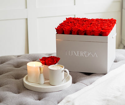 Extra Large, Square, Infinity Rose Box with 36 Preserved Forever | Eternal Roses in Red Colour - LUXEROSA